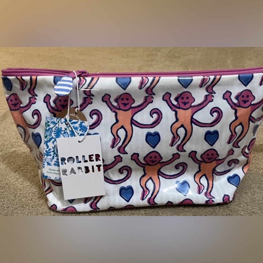 Roller Rabbit Monkey Love Toiletry Case large